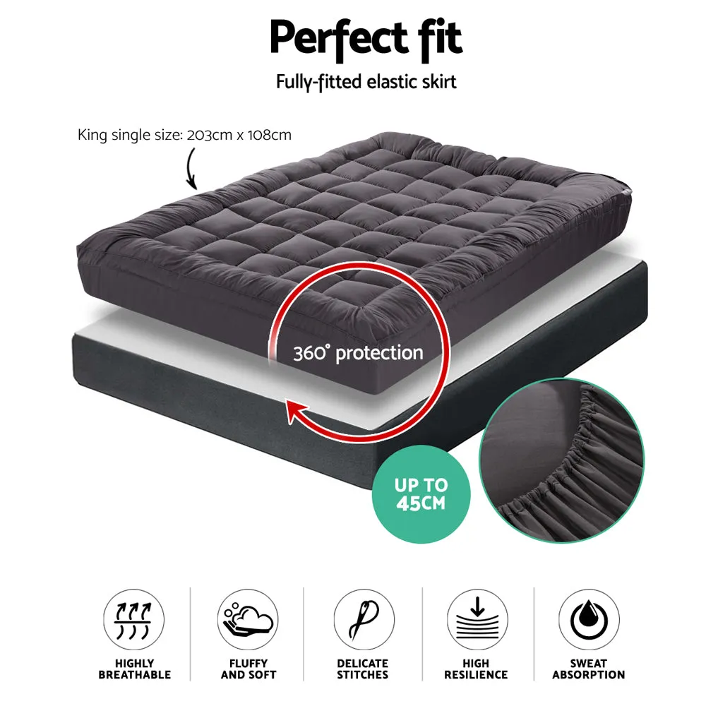 1000 GSM Pillowtop Mattress Topper I Charcoal Bamboo Microfibre I King Single