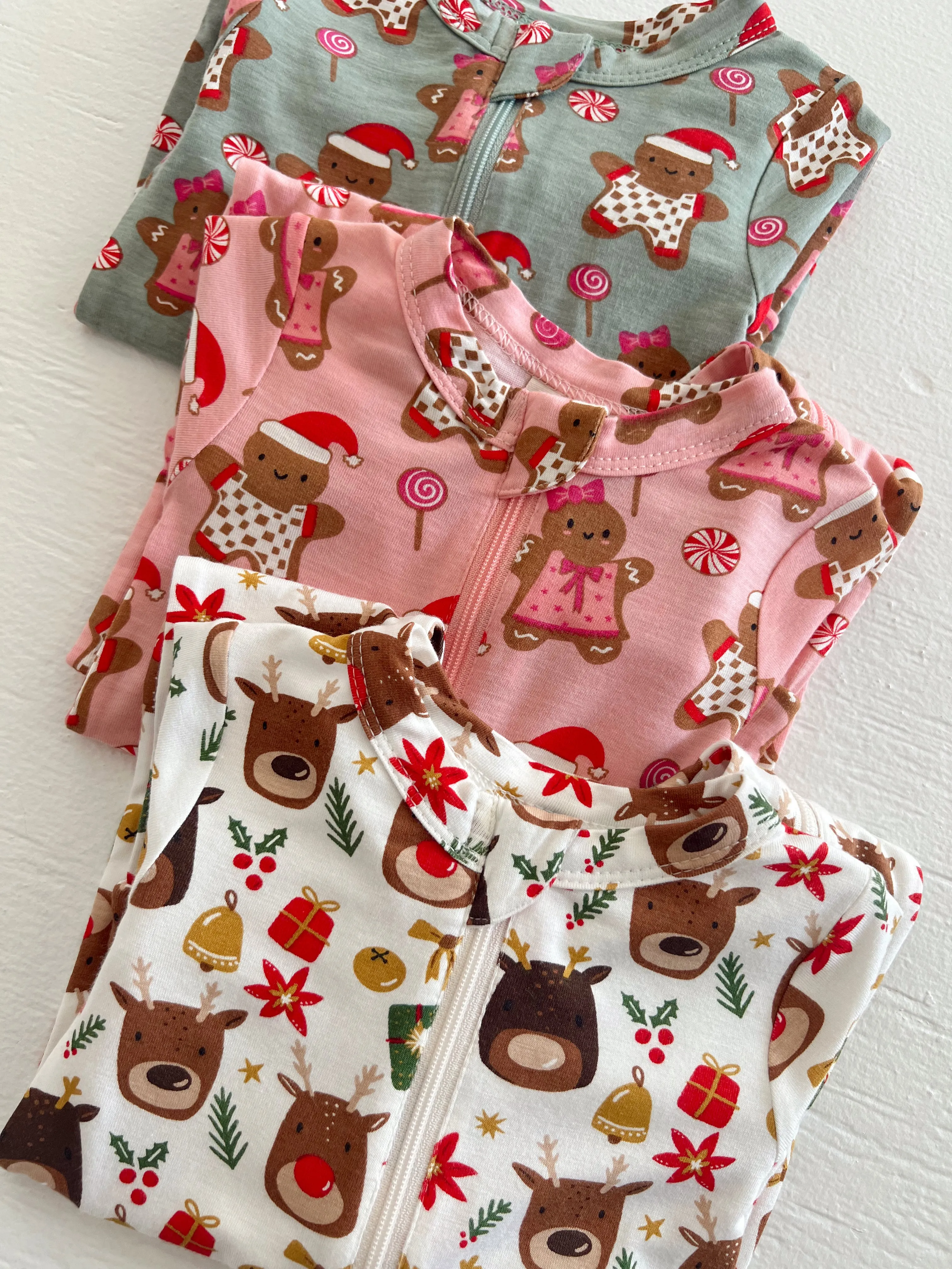 2-Way Convertible Zip Romper, Gingerbread Friends Green