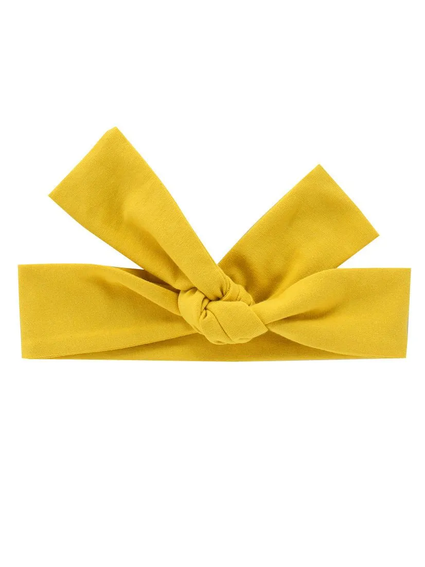 3-Piece Outfits Baby Little Girl Top Yellow Suspender Pants Bow Headband