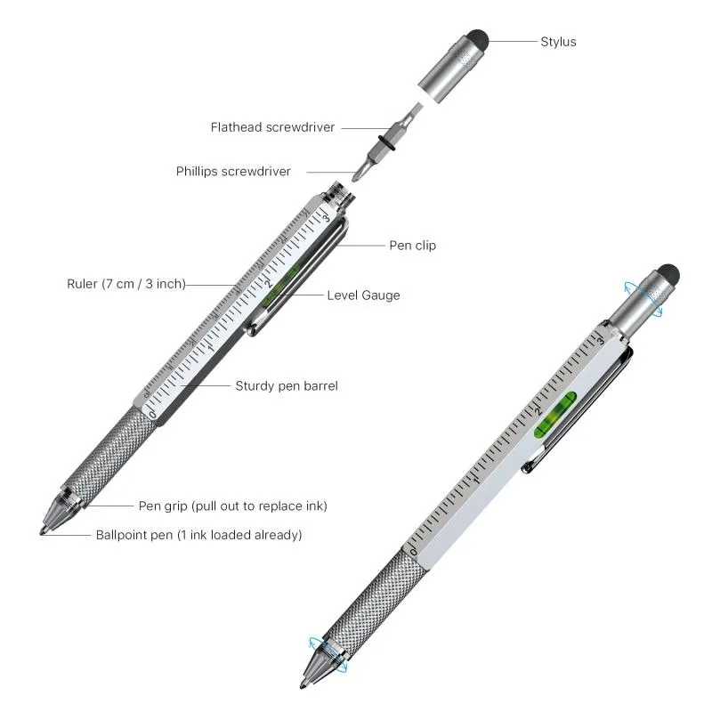 6 in 1 Multi-Functional Stylus Pen