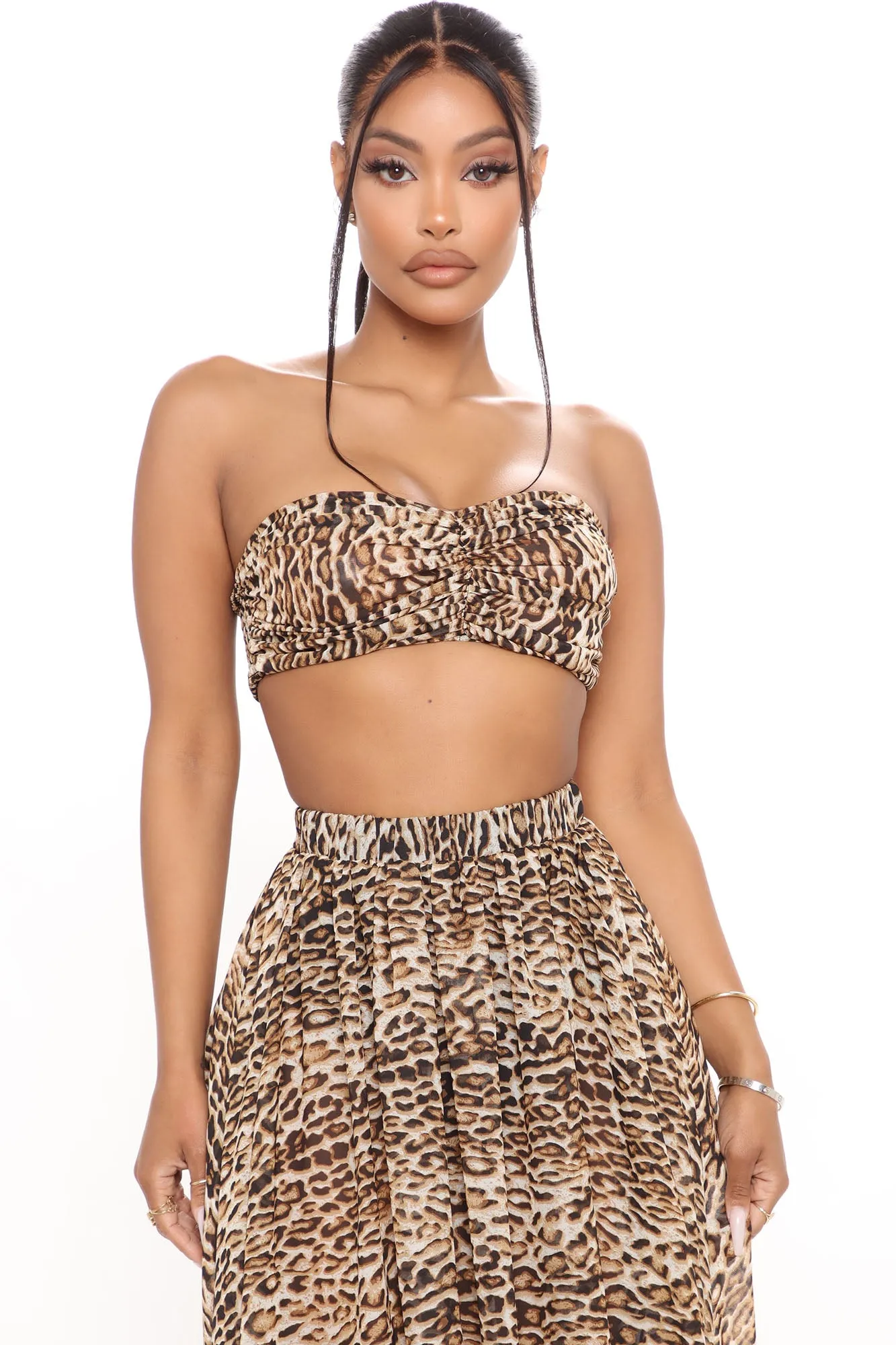 A Wild Fantasy Leopard Maxi Skirt Set - Brown/combo