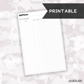 A5 Bills Tracker Sticker // Printable // C-323 // Functional