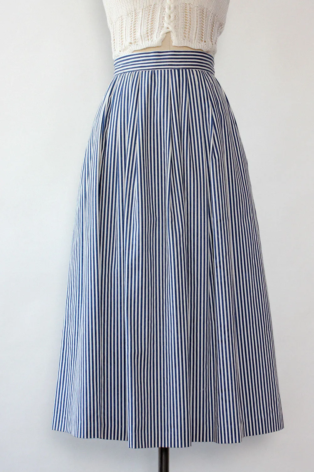 Aegean Stripe Pleat Skirt L