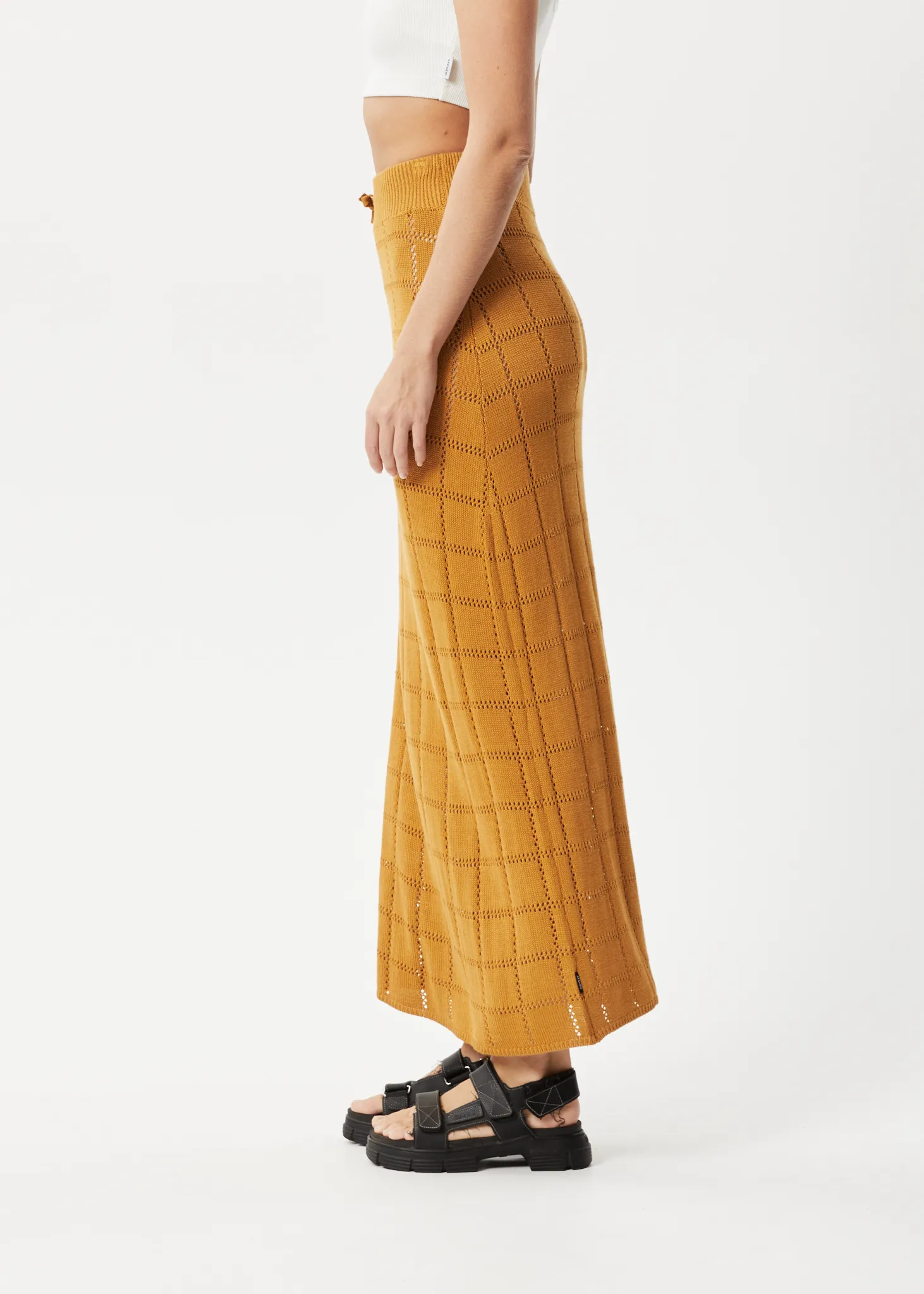 AFENDS Womens Femme - Knit Maxi Skirt - Mustard