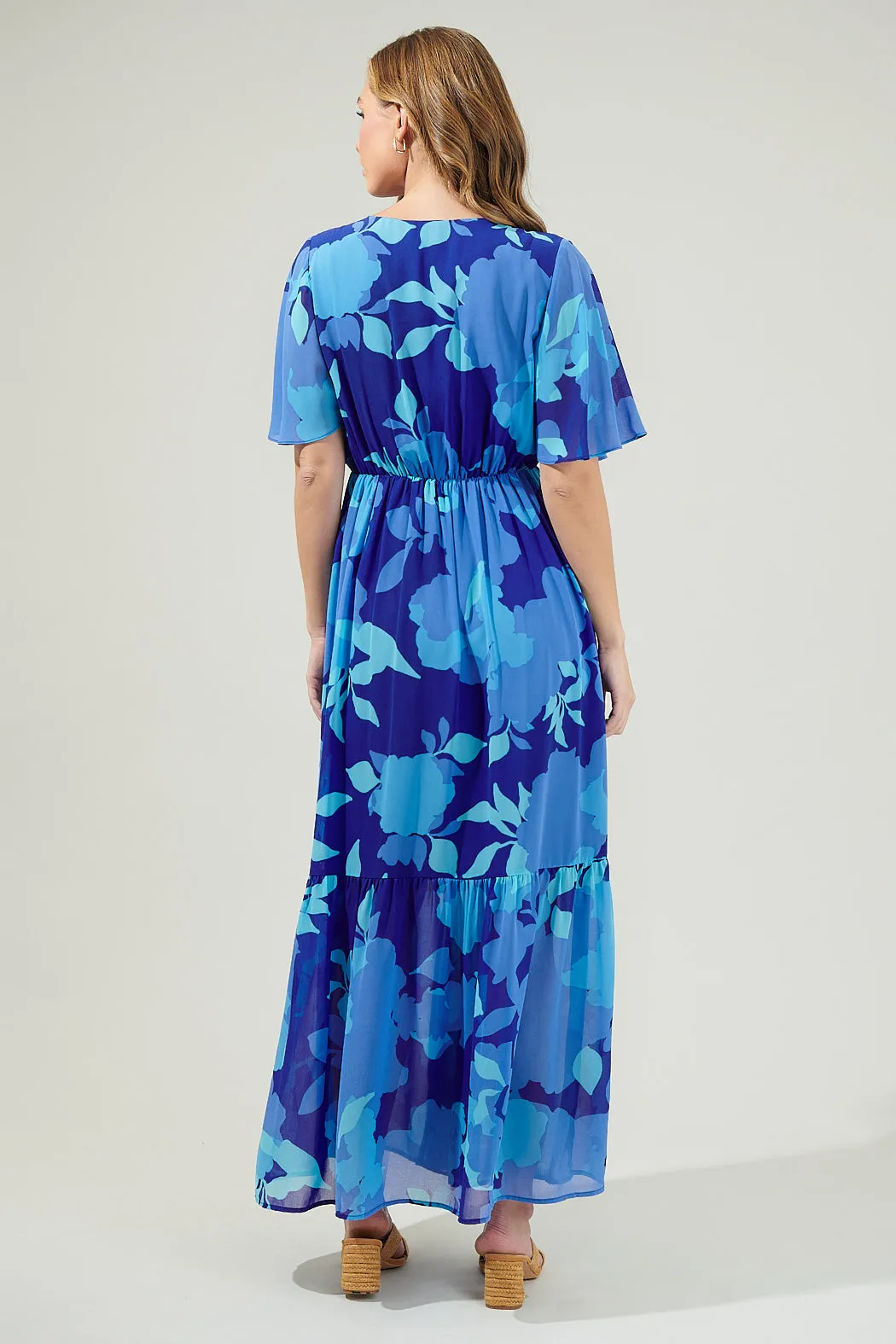 Alegria Floral Pismo Button Down Flutter Maxi Dress