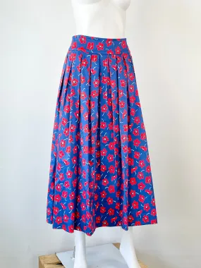 Alice   Olivia Blue & Red Floral Pleated Maxi Skirt - AU10