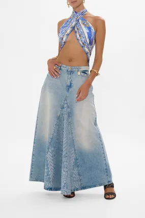 ALIKA OASIS ODYSSEY A-LINE MAXI SKIRT DENIM