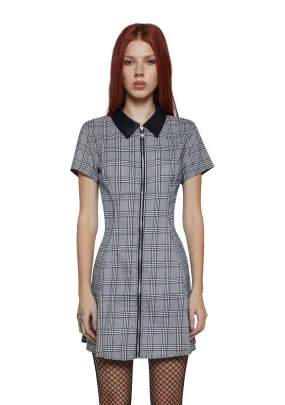 All Hail Me Plaid Babydoll Dress - Black