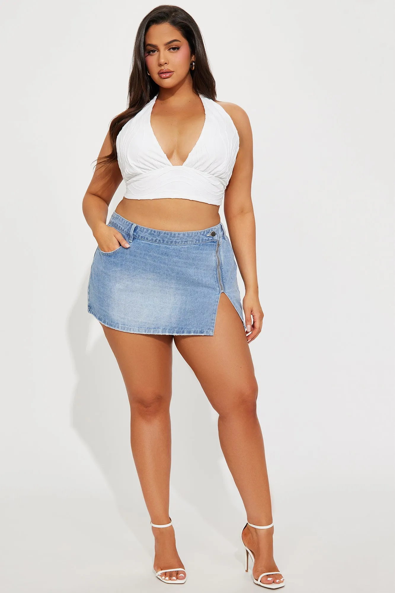 Always Ready Denim Micro Mini Skirt - Light Blue Wash