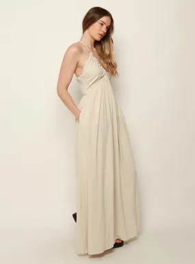 Amare Halter Midi Dress-NATURAL