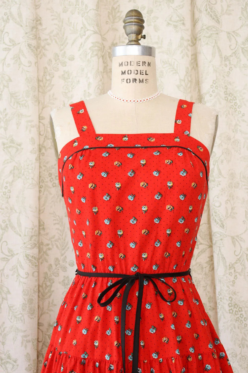 Apple Blossom Red Cotton Sundress M