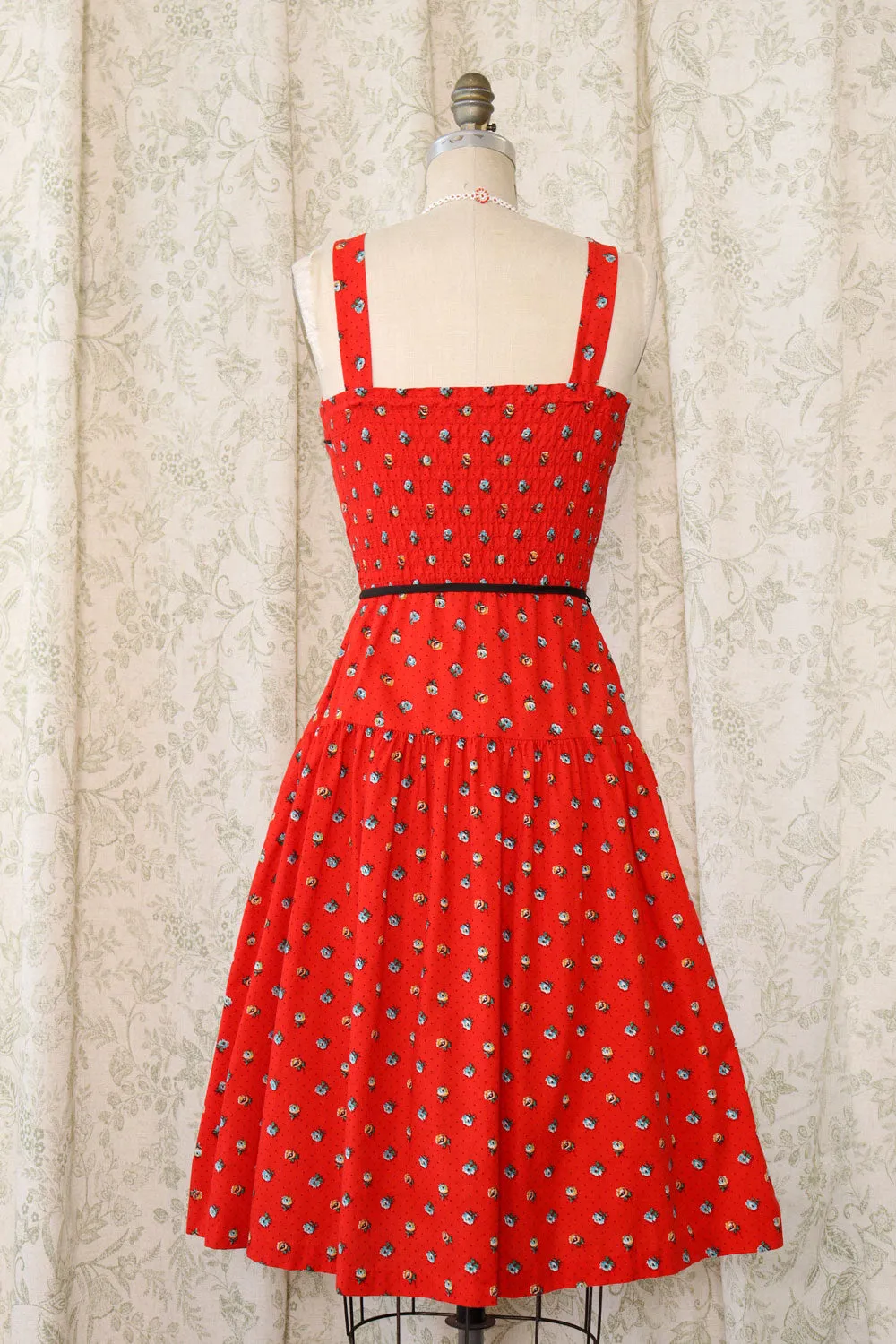 Apple Blossom Red Cotton Sundress M