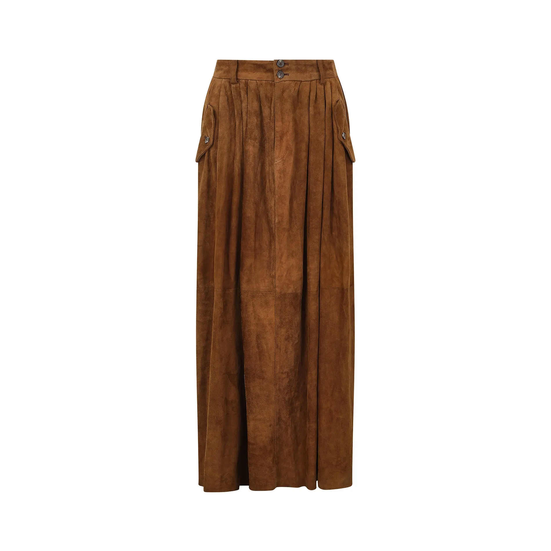 ARCHIVE - 1980s Ralph Lauren Mainline Brown Suede Leather Skirt