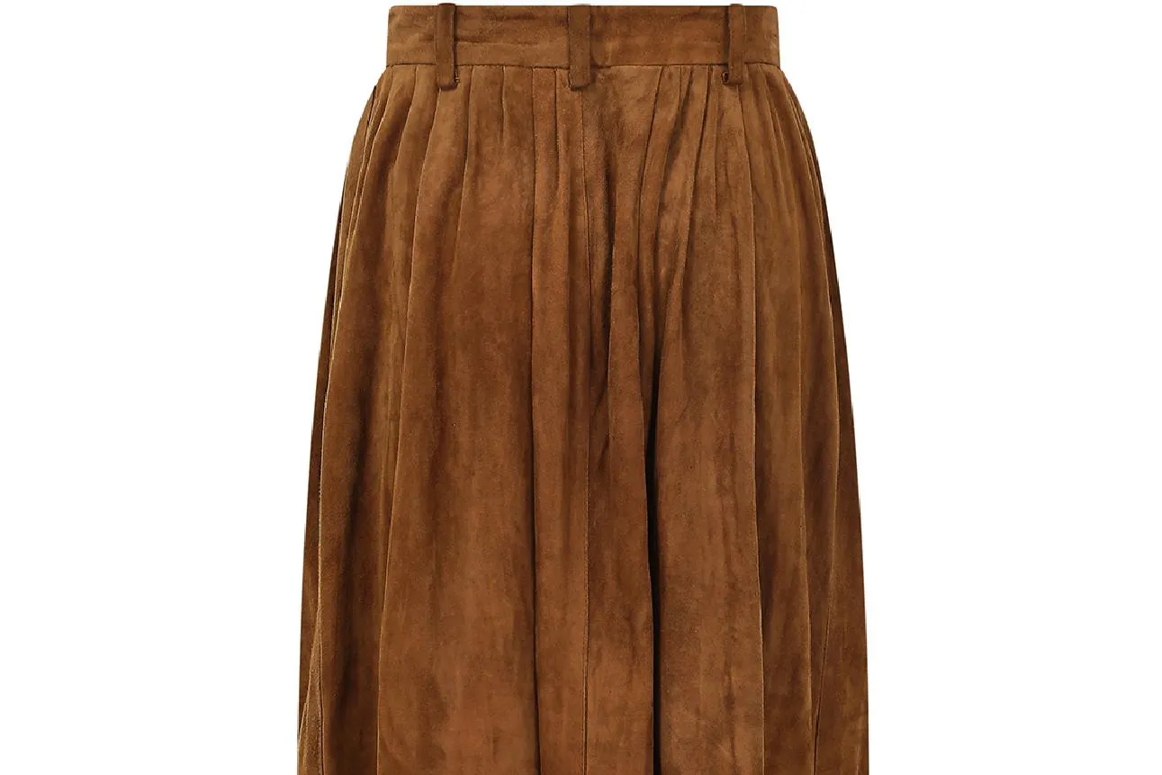 ARCHIVE - 1980s Ralph Lauren Mainline Brown Suede Leather Skirt