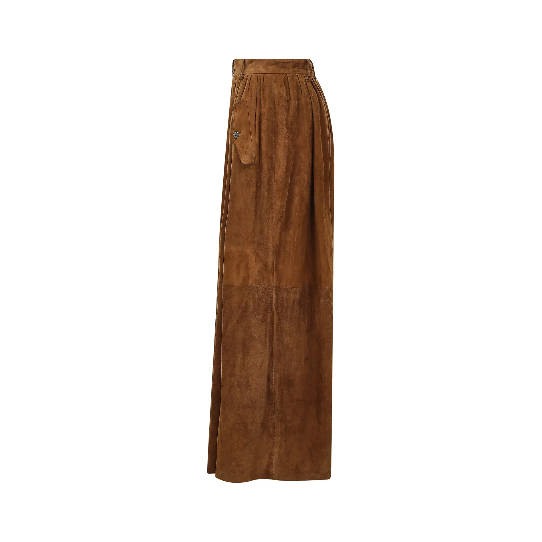 ARCHIVE - 1980s Ralph Lauren Mainline Brown Suede Leather Skirt