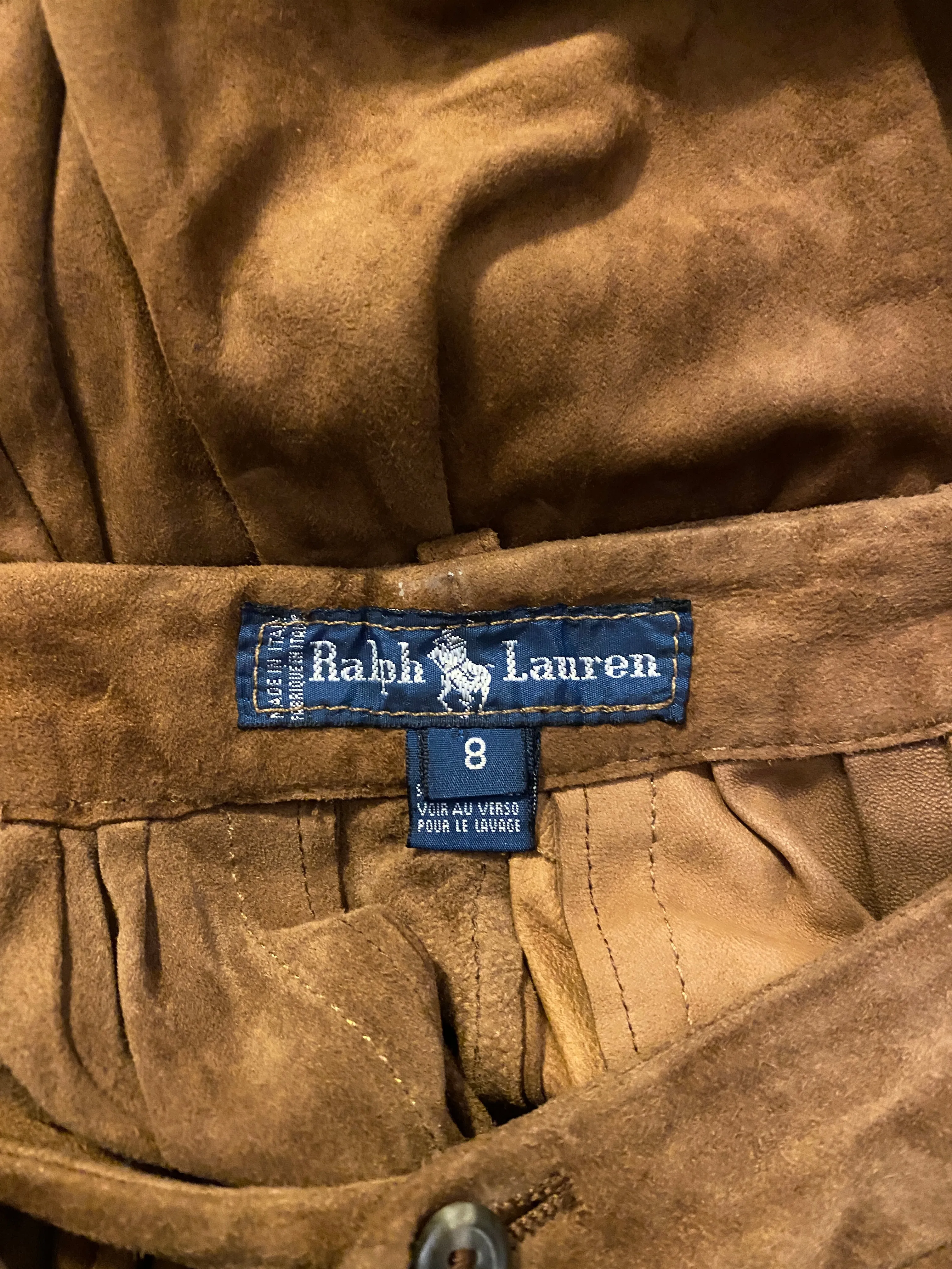 ARCHIVE - 1980s Ralph Lauren Mainline Brown Suede Leather Skirt