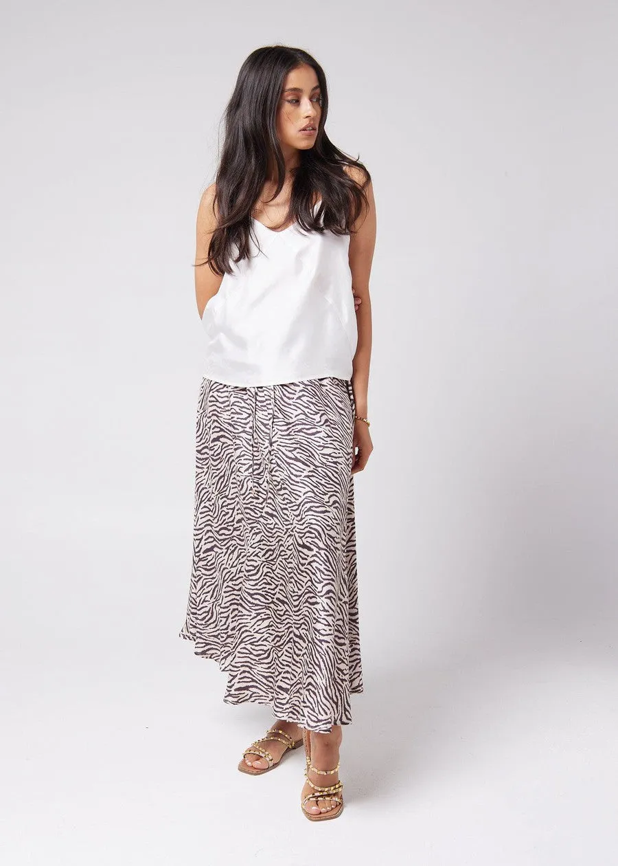 Aster Silk Maxi Skirt - Zebra