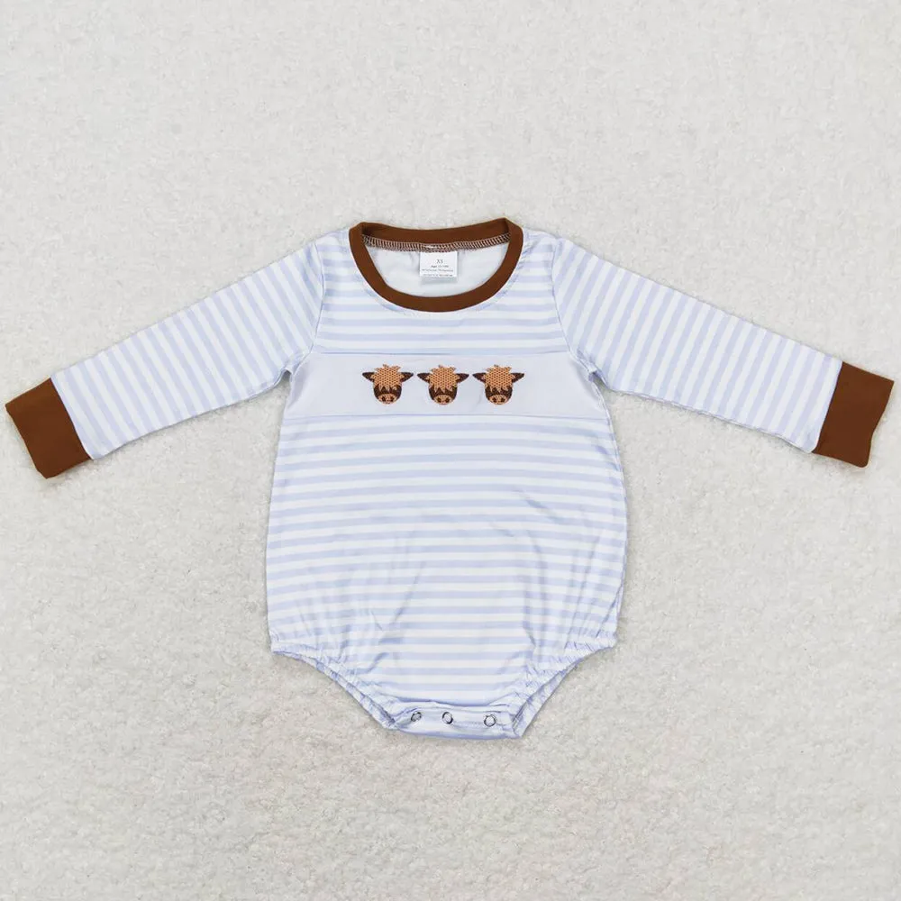 Baby Boys Eomper Highland Cow Western Long Sleeve Rompers LR0724