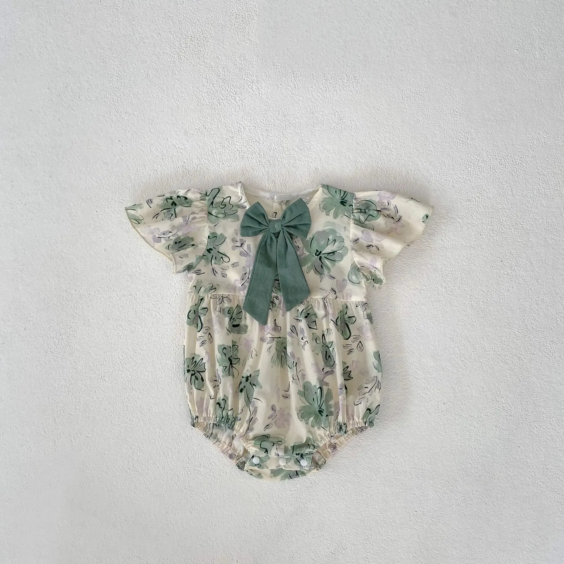 Baby Girls Front Bow Floral Bodysuit