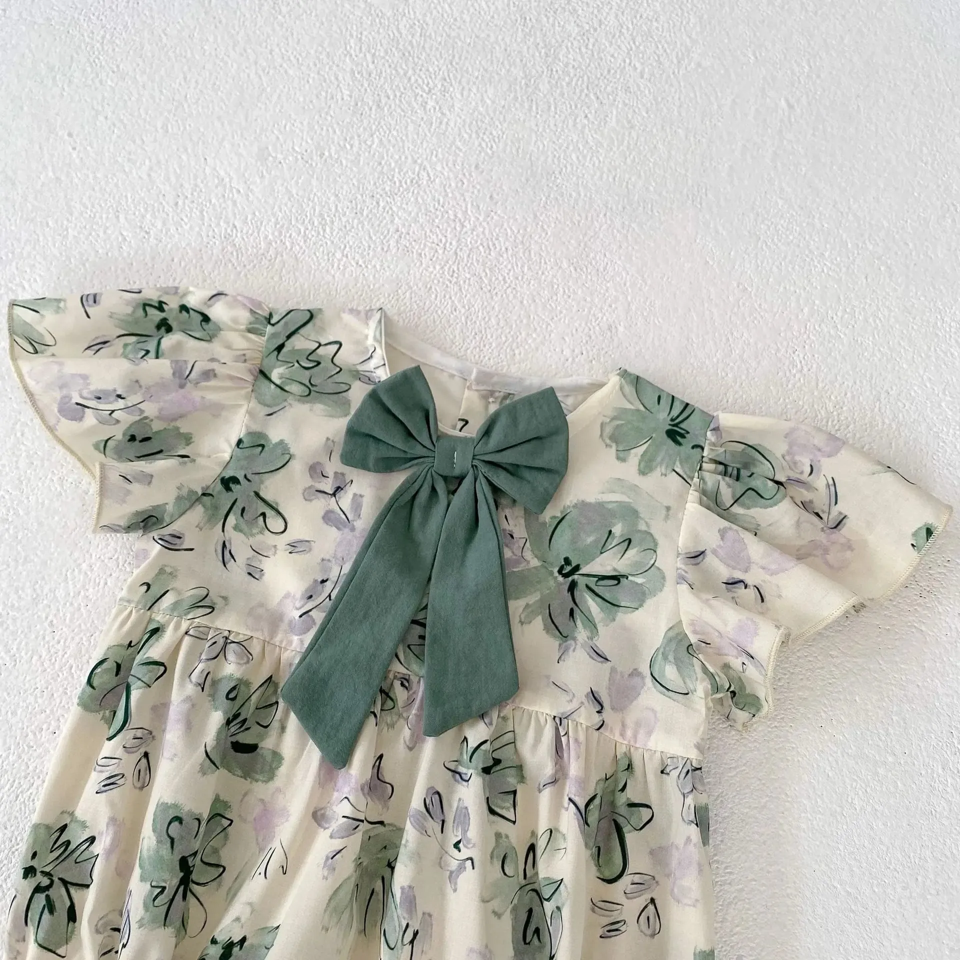 Baby Girls Front Bow Floral Bodysuit