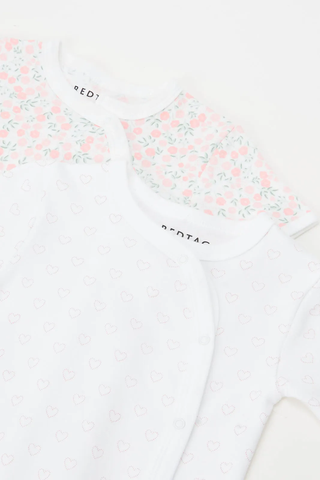 Baby White Printed Romper Set (Pack Of 2)