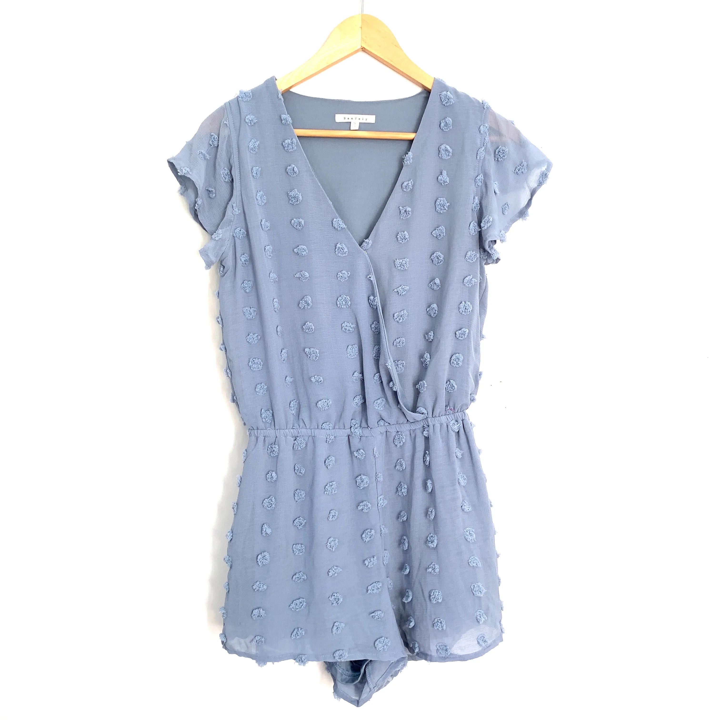 Baevely Powder Blue Swiss Dot Romper- Size S