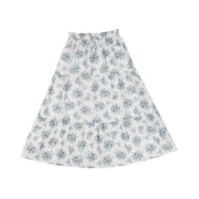 BAMBOO BLUE FLORAL BUNCHES TIERED SKIRT [FINAL SALE]