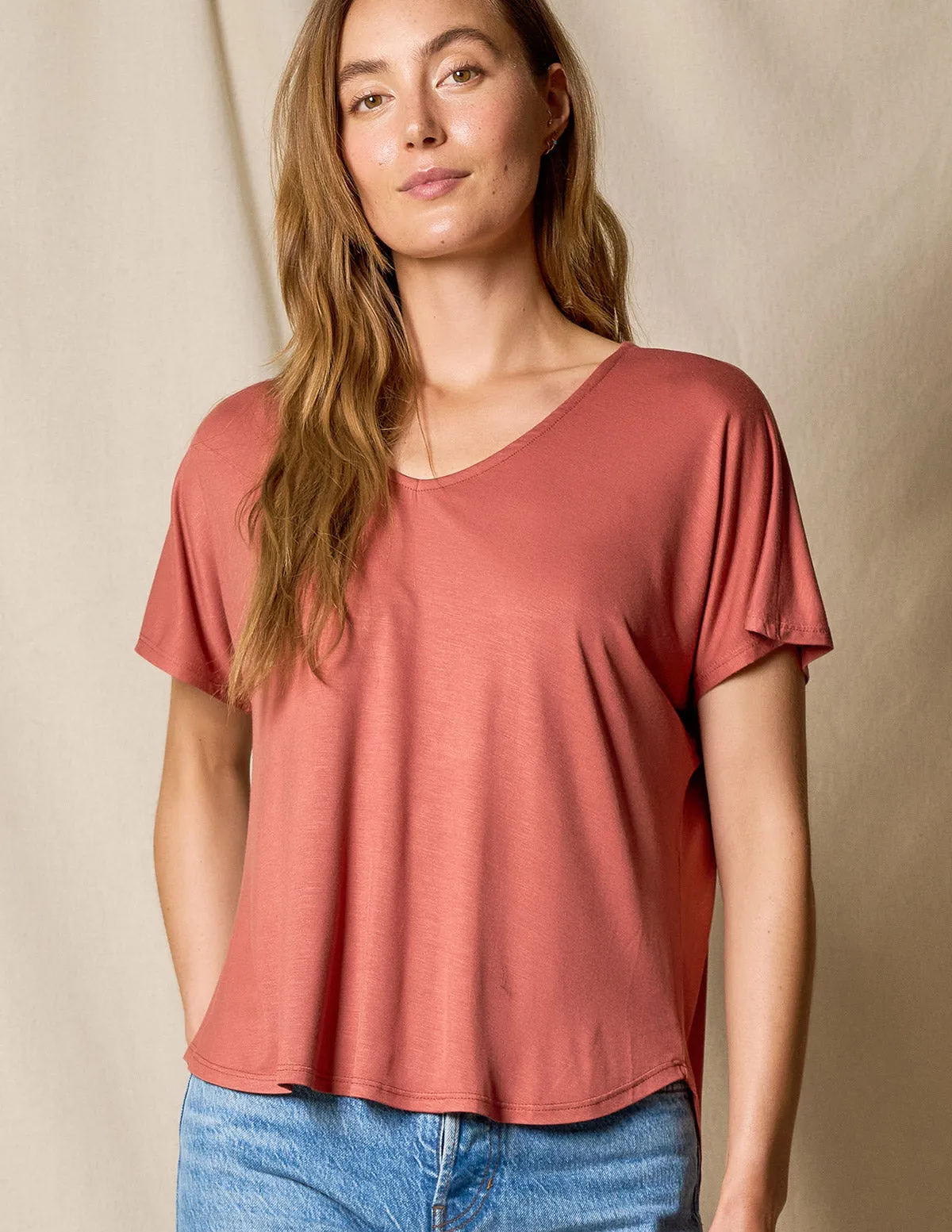 Bamboo Dolman Tee - Rust