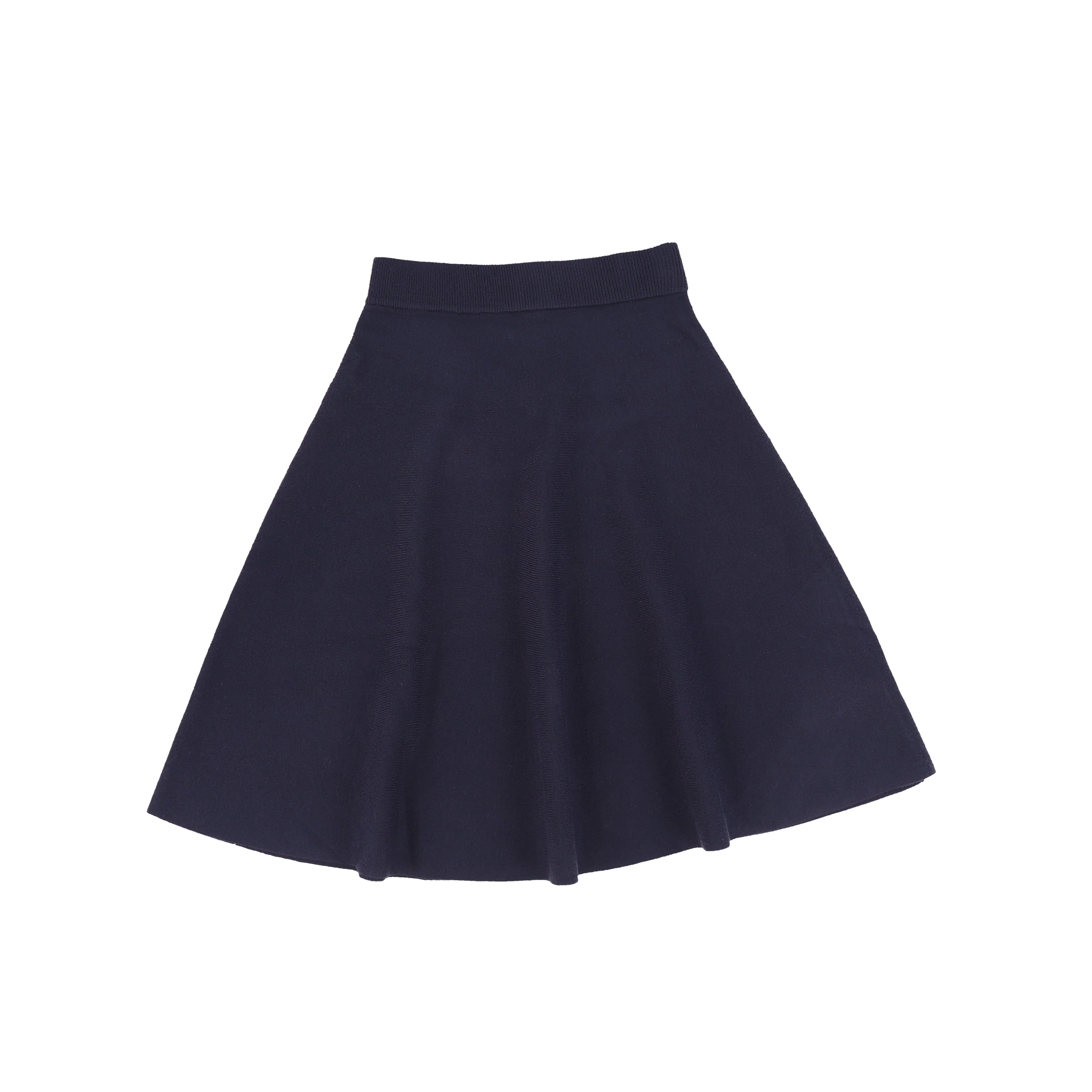 Bamboo Navy Knit Seam Flare Skirt