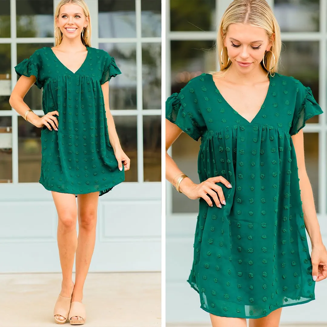 Be With You Hunter Green Swiss Dot Dress