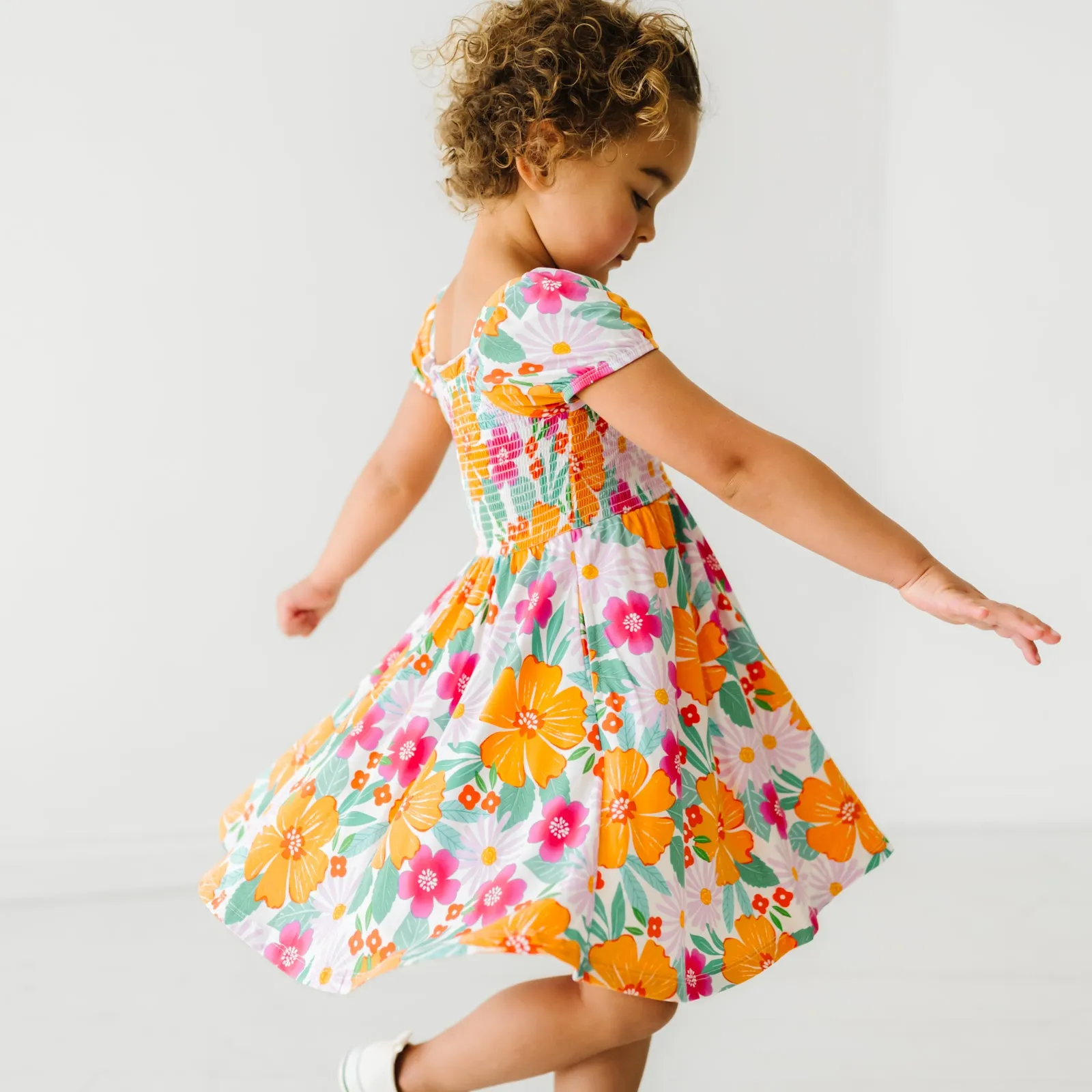 Beachy Blooms Puff Sleeve Smocked Dress