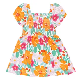 Beachy Blooms Puff Sleeve Smocked Dress