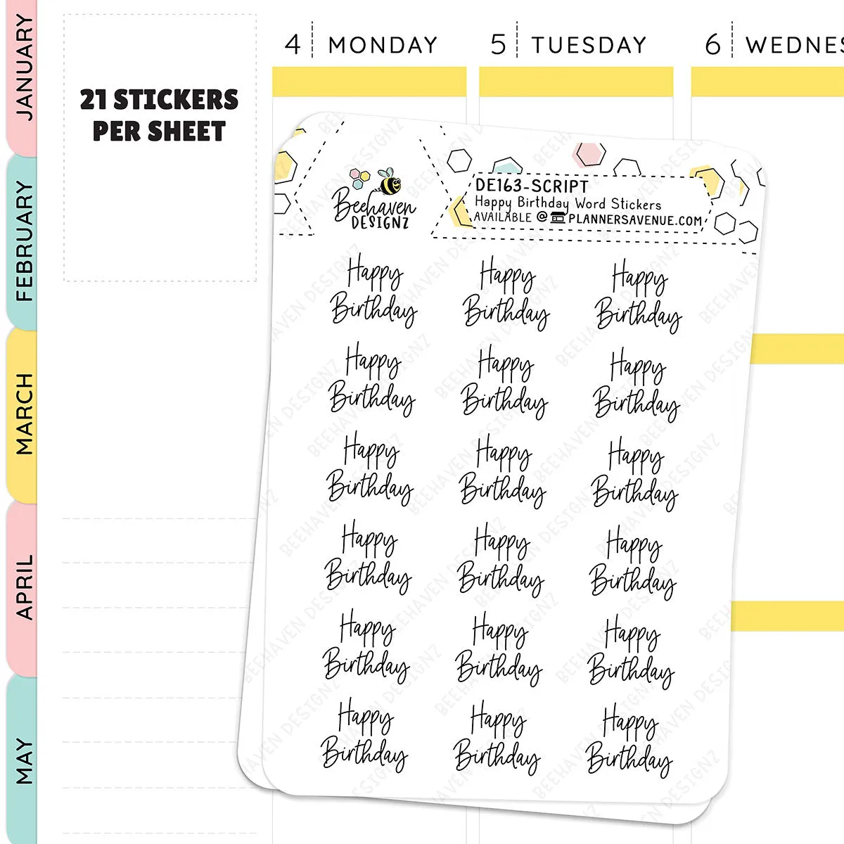 Birthday Script Planner Stickers