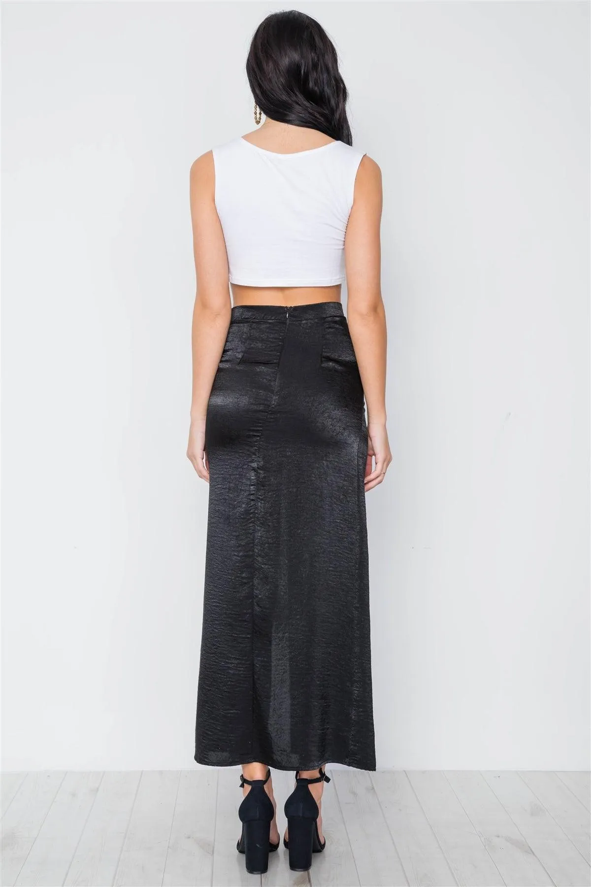 Black Bodycon Front Slit Maxi Skirt /3-2-1