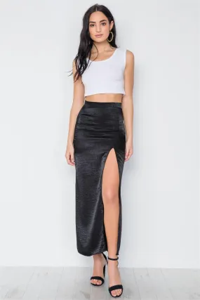 Black Bodycon Front Slit Maxi Skirt /3-2-1