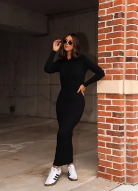 Black Hooded Maxi Dress