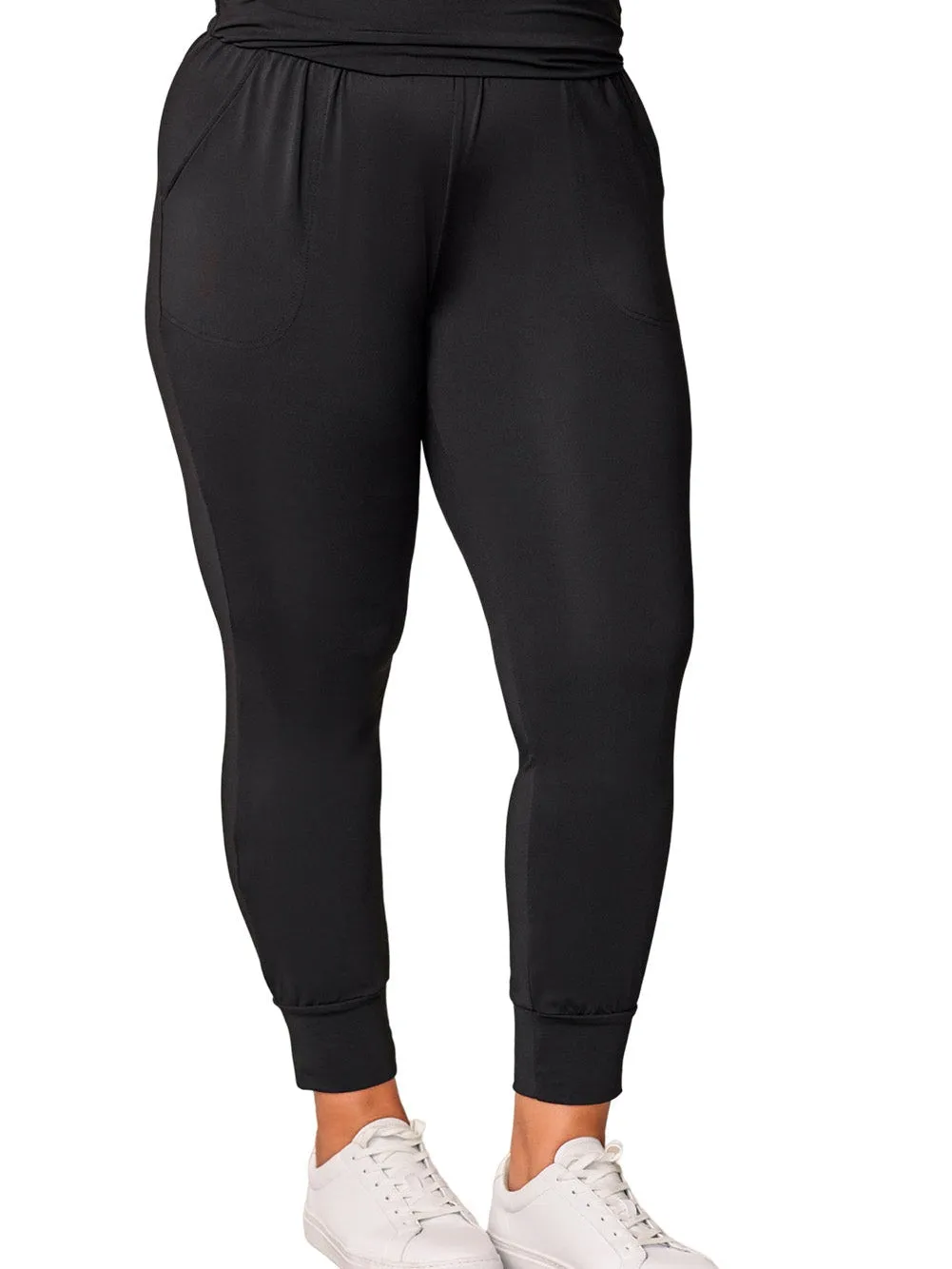 Black Plus Size High Waist Pocketed Skinny Pants