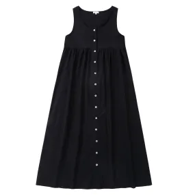 Black Sleeveless Button Dress