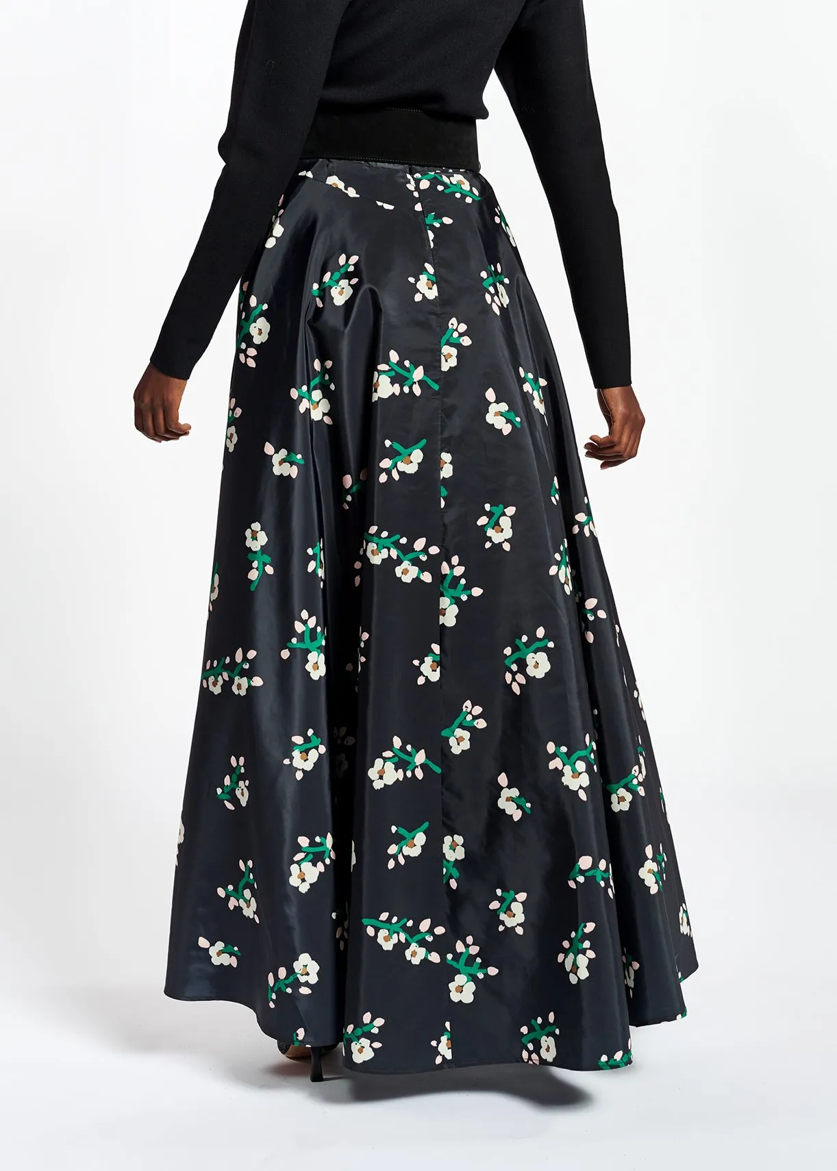 Black taffeta maxi skirt