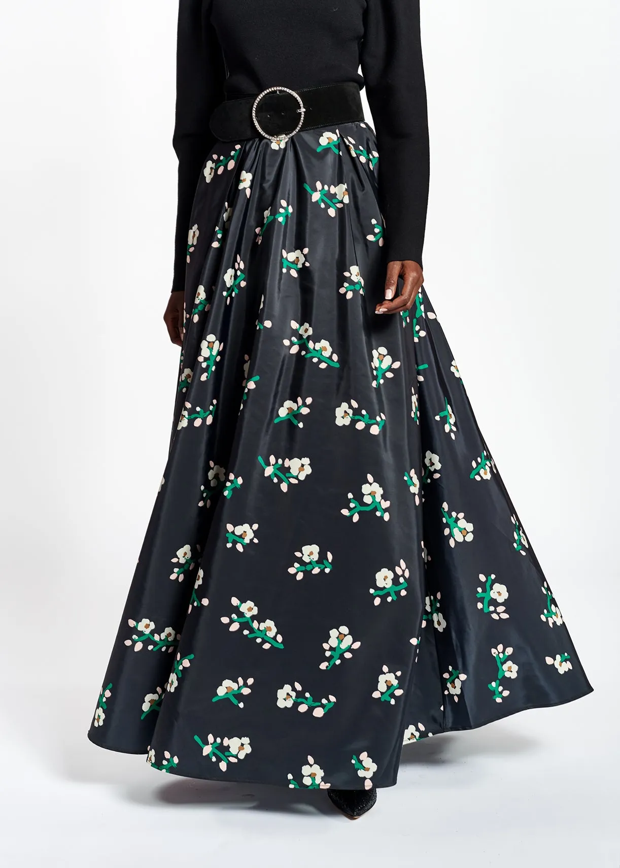 Black taffeta maxi skirt