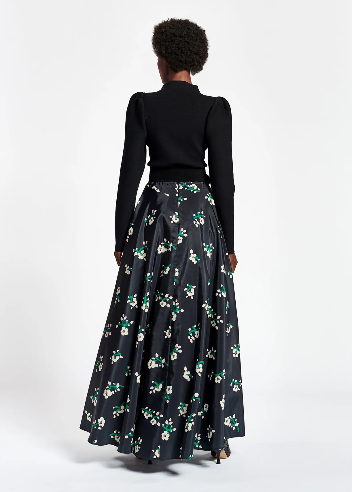 Black taffeta maxi skirt