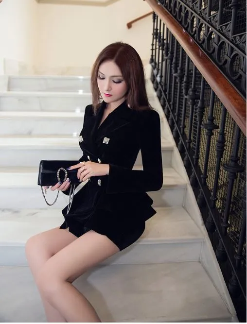 Black Velvet Skirt Suit - Sookyung