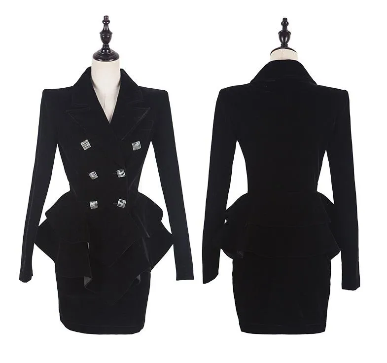 Black Velvet Skirt Suit - Sookyung