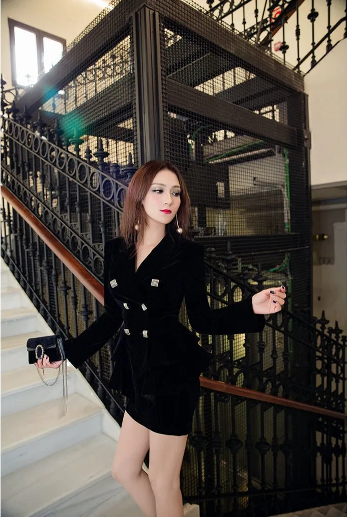 Black Velvet Skirt Suit - Sookyung