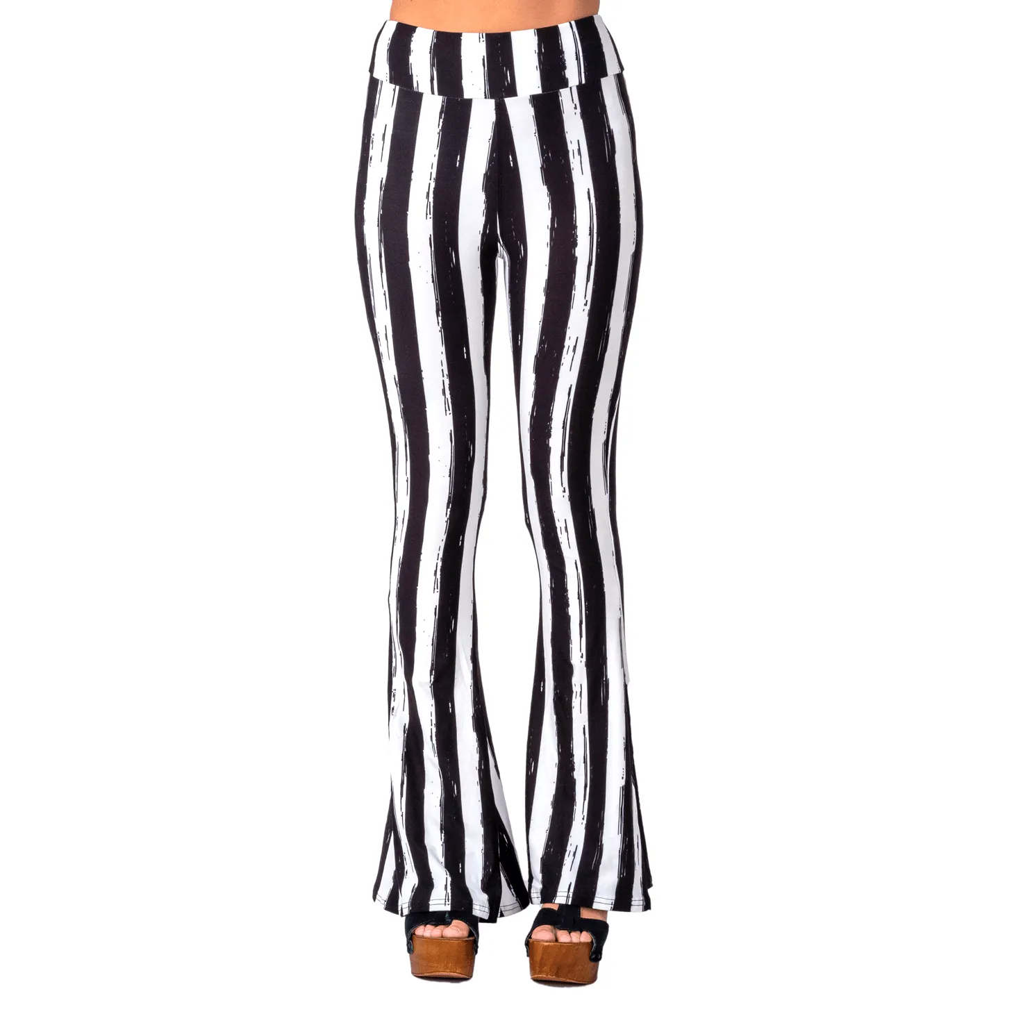 Black White Striped Hellz Bellz Flares