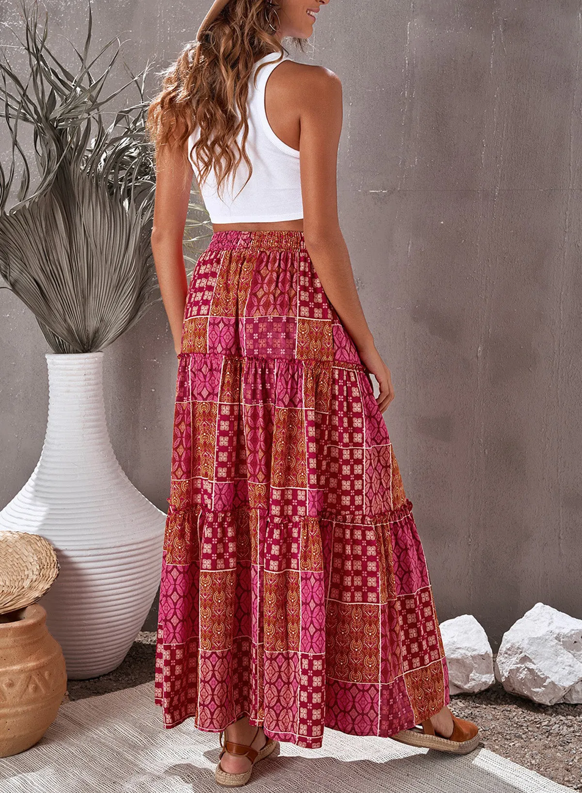 Bohemian Style Bustier Skirt Loose Casual Long Skirt