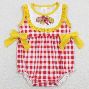 Boutique Infant Baby Girls Rompers Lobster Crawfish Print Cute Rompers SR0769