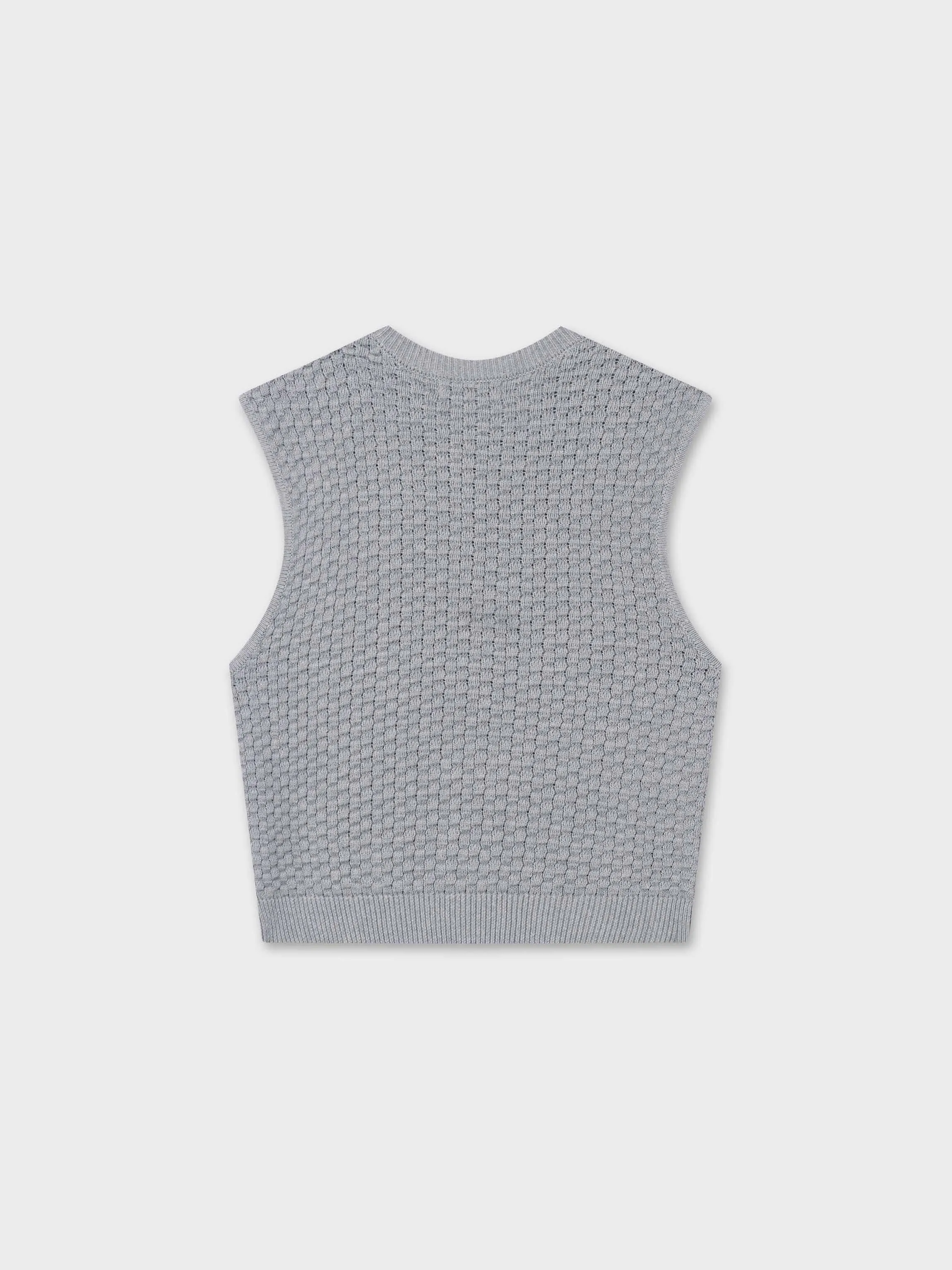 Box Weave Vest-Heathered Grey