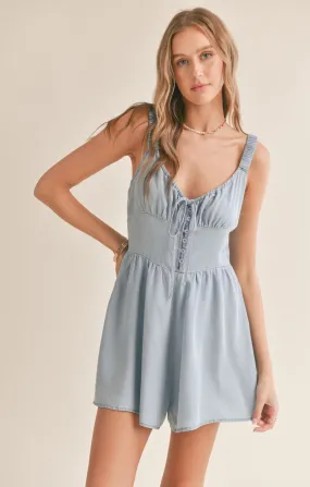 Breezy Button Detail Chambray Romper