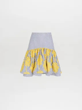 Buccan Skirt Yellow Embroidered Flowers